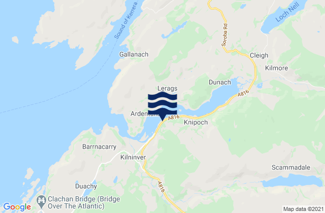 Mapa da tábua de marés em Loch Feochan, United Kingdom