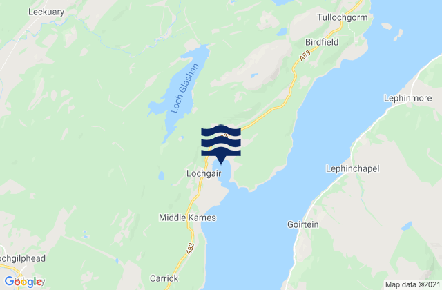 Mapa da tábua de marés em Loch Gair, United Kingdom