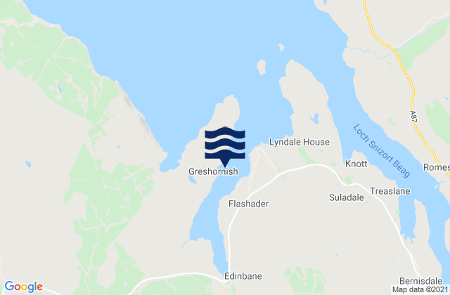 Mapa da tábua de marés em Loch Greshornish, United Kingdom
