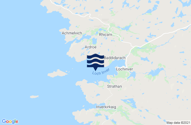 Mapa da tábua de marés em Loch Inver, United Kingdom