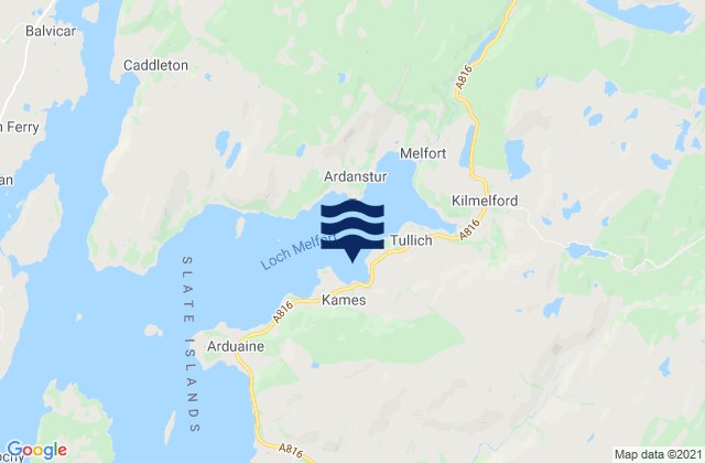 Mapa da tábua de marés em Loch Melfort, United Kingdom