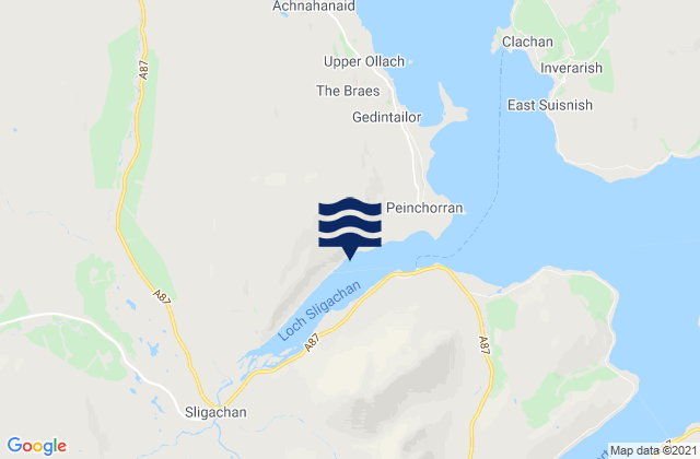 Mapa da tábua de marés em Loch Sligachan, United Kingdom