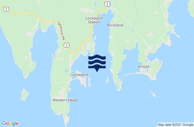 Mapa da tábua de marés em Lockeport Harbour, Canada