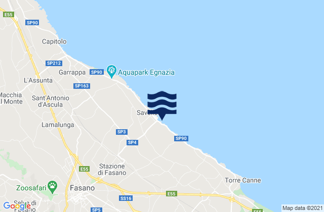 Mapa da tábua de marés em Locorotondo, Italy
