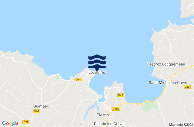 Mapa da tábua de marés em Locquirec, France