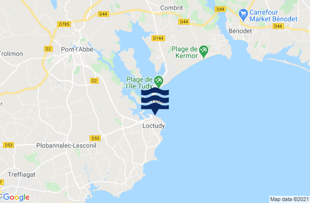 Mapa da tábua de marés em Loctudy, France