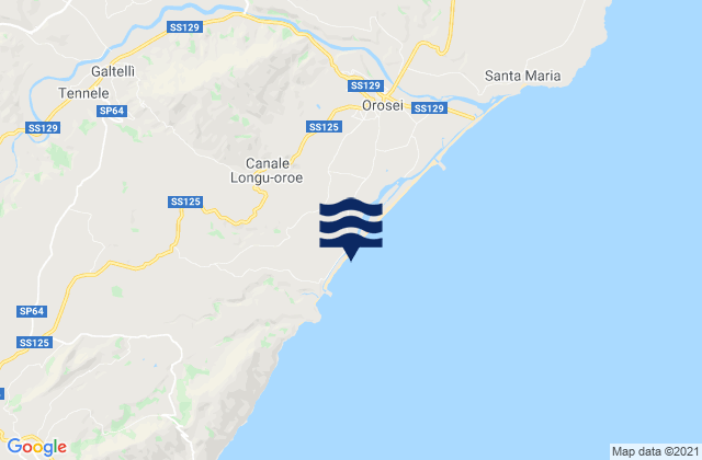 Mapa da tábua de marés em Loculi, Italy