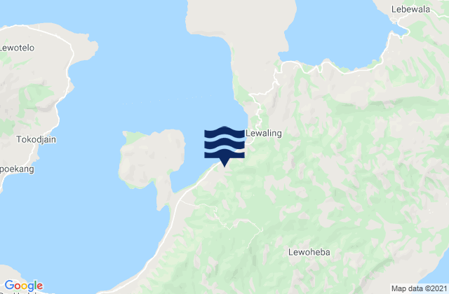Mapa da tábua de marés em Lodobelolong, Indonesia