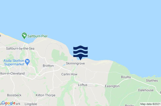 Mapa da tábua de marés em Loftus, United Kingdom