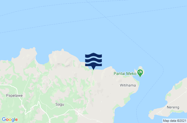 Mapa da tábua de marés em Loga, Indonesia