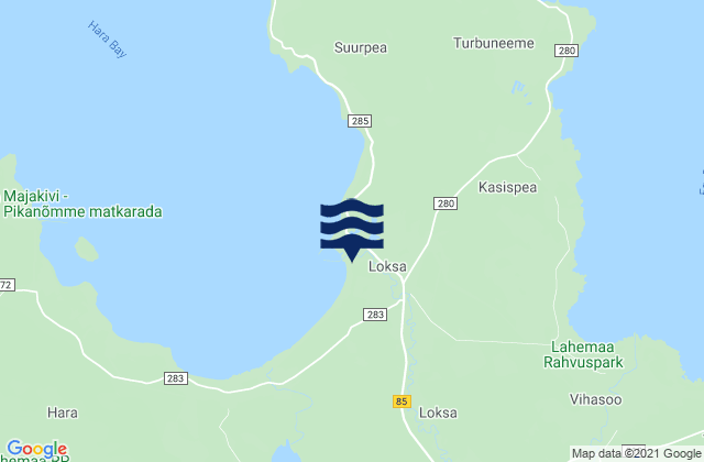 Mapa da tábua de marés em Loksa, Estonia