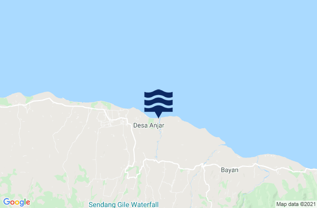 Mapa da tábua de marés em Loloan, Indonesia