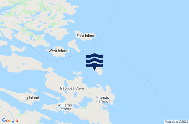 Mapa da tábua de marés em Long (Fox) Island, Canada