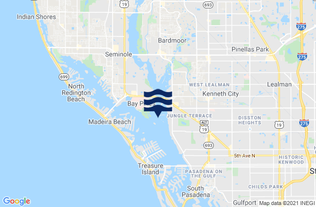 Mapa da tábua de marés em Long Bayou, United States