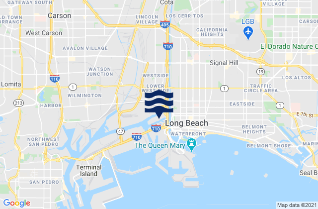 Mapa da tábua de marés em Long Beach (Inner Harbor), United States