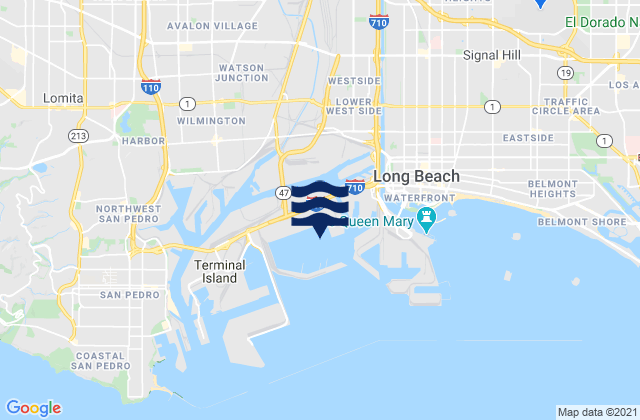 Mapa da tábua de marés em Long Beach (Terminal Island), United States