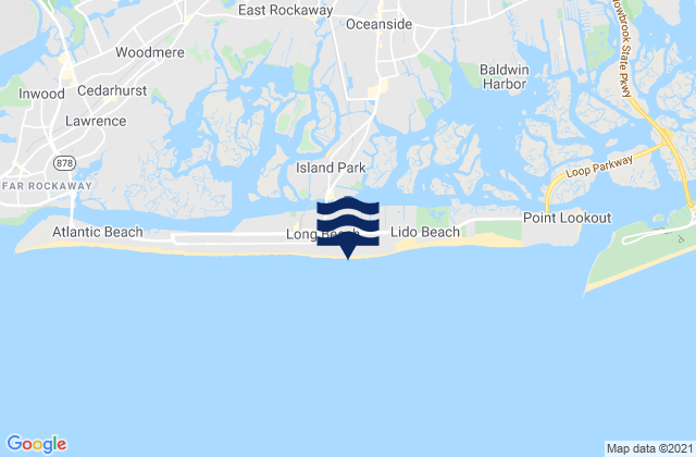 Mapa da tábua de marés em Long Beach (outer coast), United States