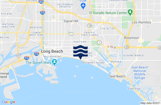 Mapa da tábua de marés em Long Beach City Beach, United States