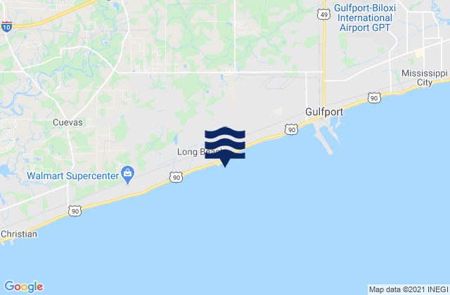 Mapa da tábua de marés em Long Beach Harbor, United States