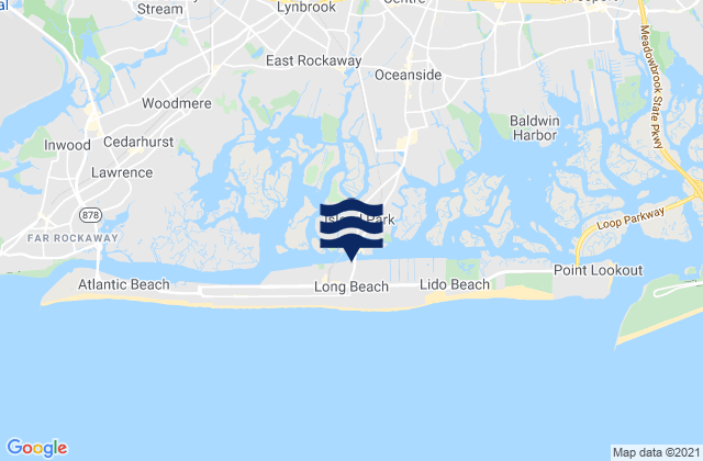 Mapa da tábua de marés em Long Beach, United States