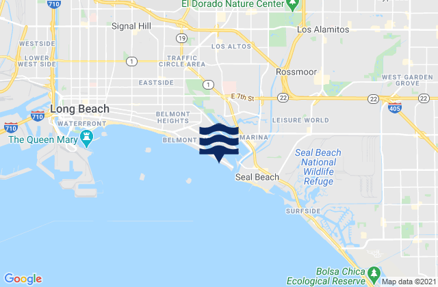 Mapa da tábua de marés em Long Beach Peninsula, United States