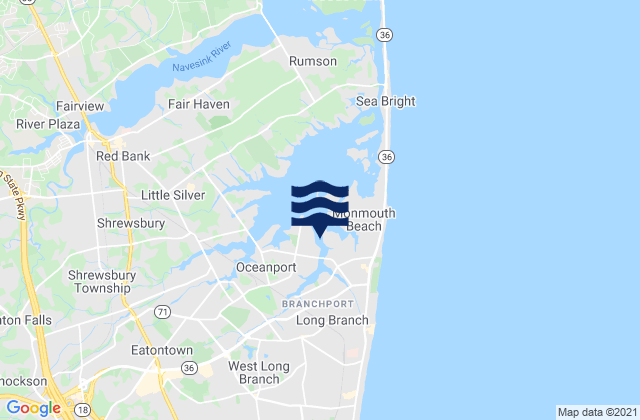 Mapa da tábua de marés em Long Branch Reach, United States