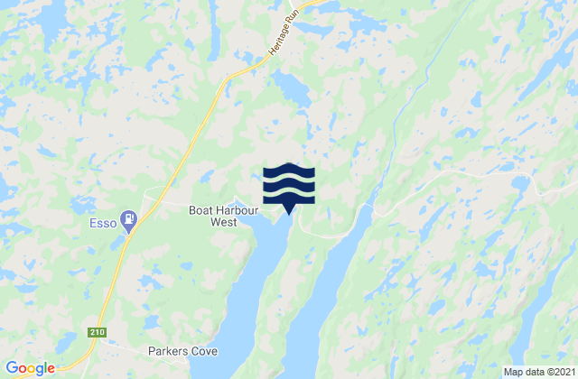 Mapa da tábua de marés em Long Harbour, Canada
