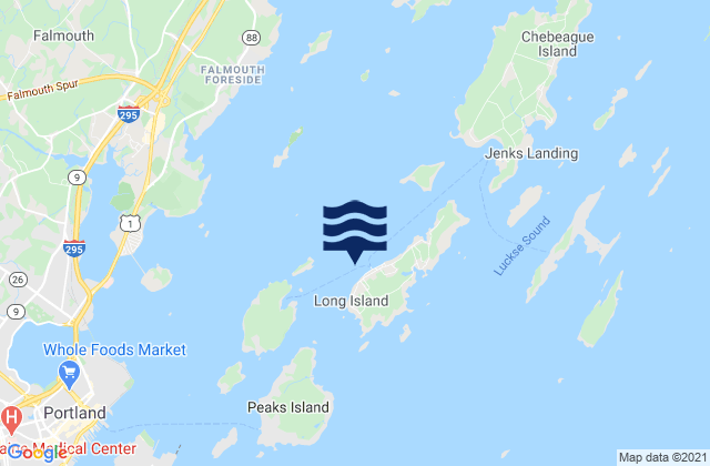 Mapa da tábua de marés em Long Island, United States