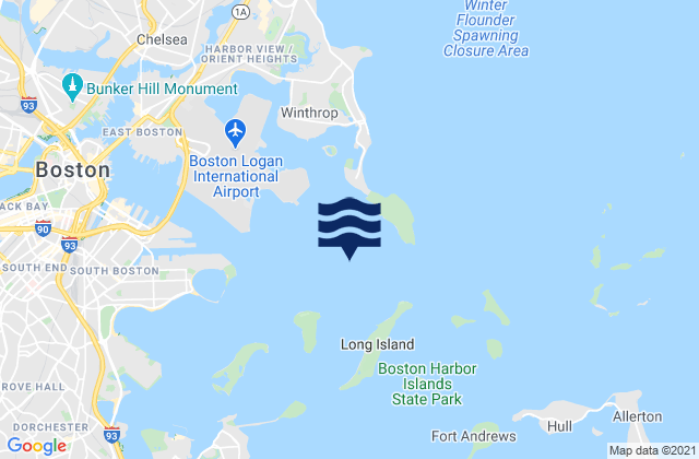 Mapa da tábua de marés em Long Island Head 0.9 n.mi. NW of, United States