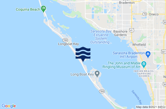 Mapa da tábua de marés em Longboat Key, United States