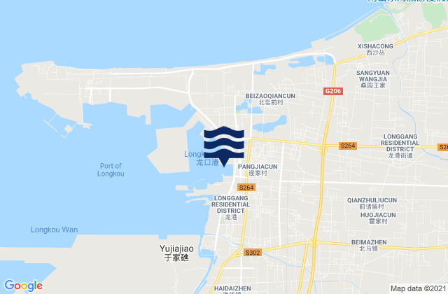 Mapa da tábua de marés em Longgang, China