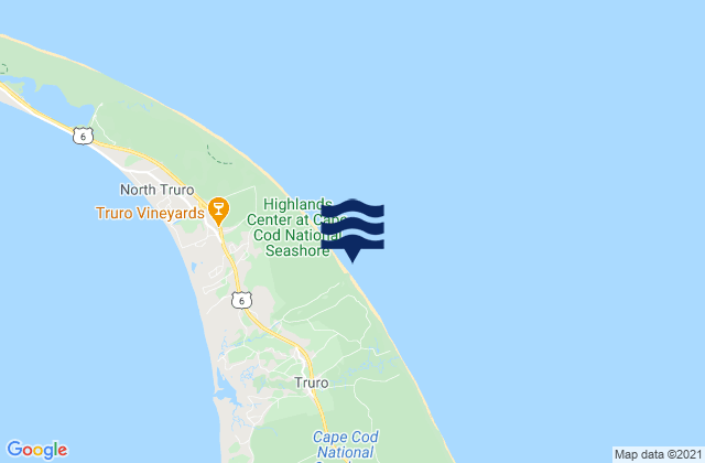 Mapa da tábua de marés em Longnook Beach Truro, United States