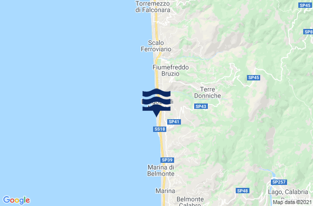 Mapa da tábua de marés em Longobardi, Italy