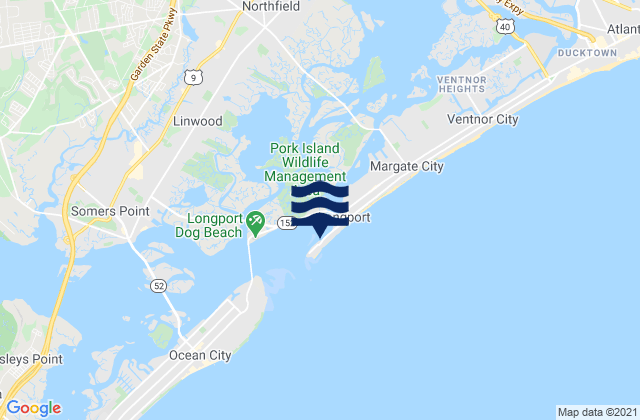 Mapa da tábua de marés em Longport (inside Great Egg Harbor Inlet), United States