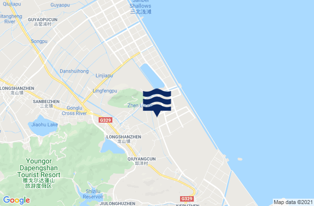 Mapa da tábua de marés em Longshan, China