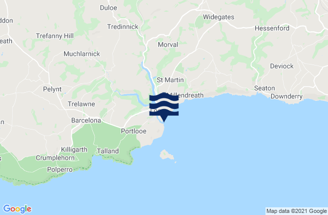 Mapa da tábua de marés em Looe Beach, United Kingdom