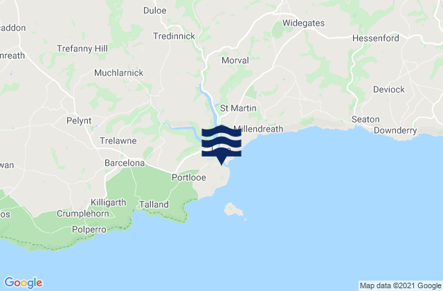 Mapa da tábua de marés em Looe, United Kingdom