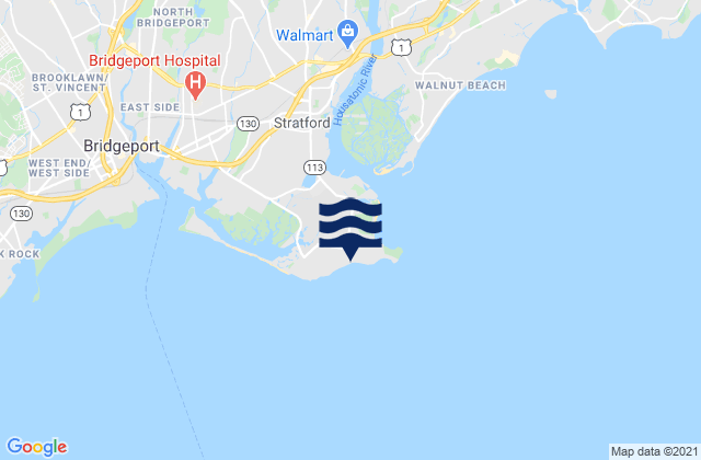 Mapa da tábua de marés em Lordship Beach, United States