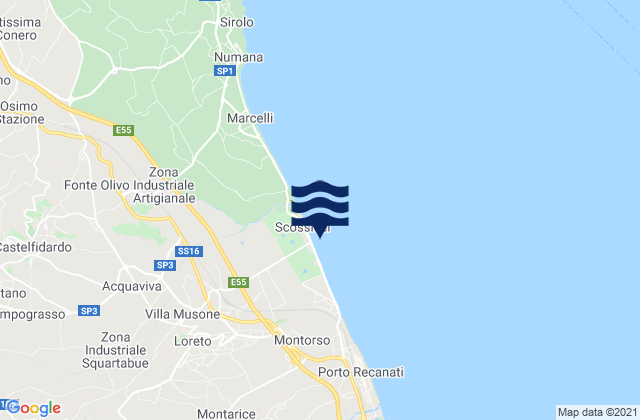 Mapa da tábua de marés em Loreto Stazione, Italy
