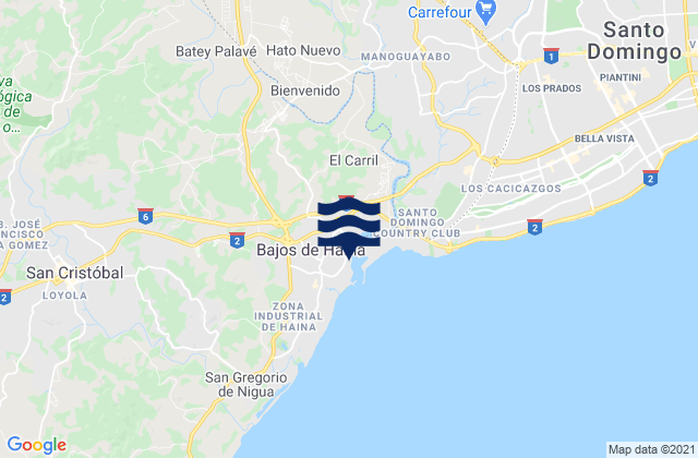 Mapa da tábua de marés em Los Alcarrizos, Dominican Republic