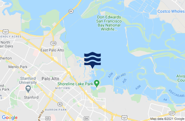 Mapa da tábua de marés em Los Altos Hills, United States