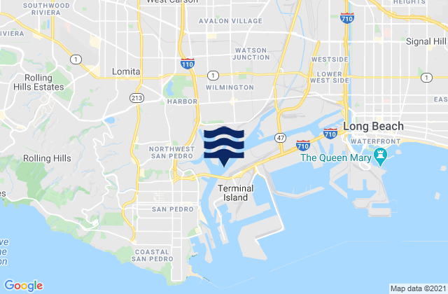 Mapa da tábua de marés em Los Angeles Harbor (Mormon Island), United States