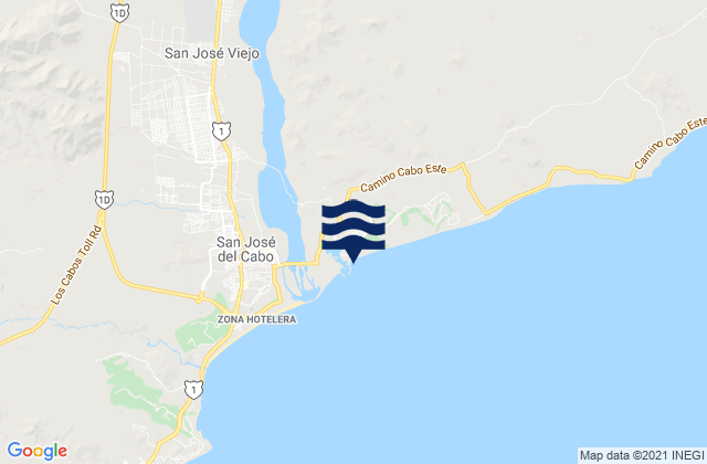 Mapa da tábua de marés em Los Cabos, Mexico