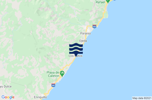 Mapa da tábua de marés em Los Patos, Dominican Republic