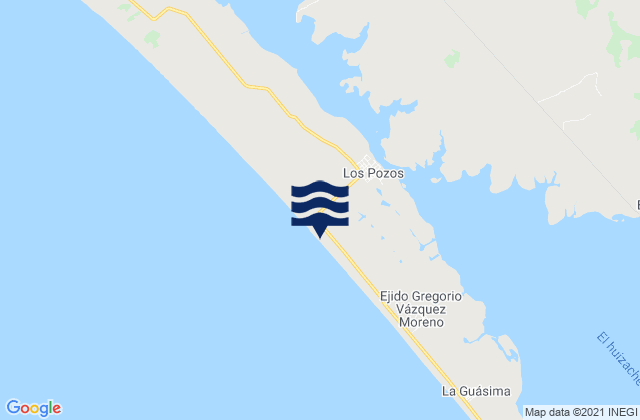 Mapa da tábua de marés em Los Pozos, Mexico