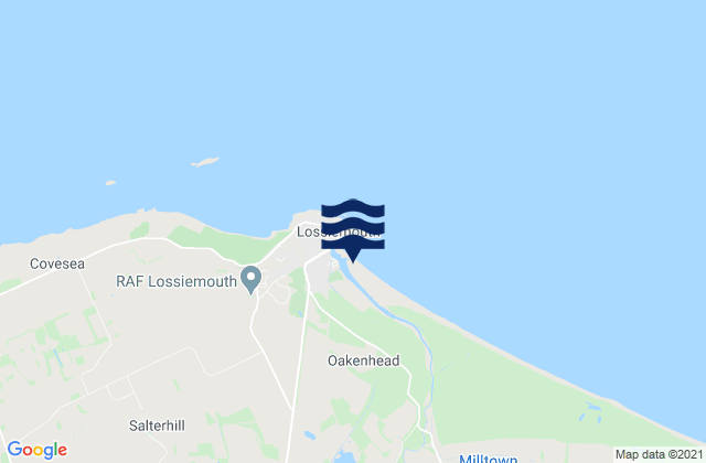 Mapa da tábua de marés em Lossiemouth East Beach, United Kingdom