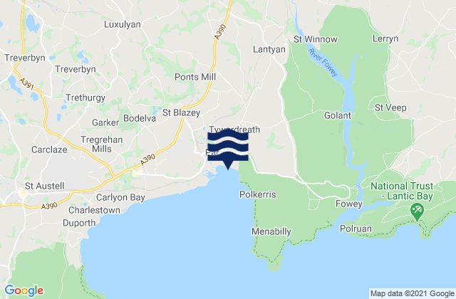 Mapa da tábua de marés em Lostwithiel, United Kingdom