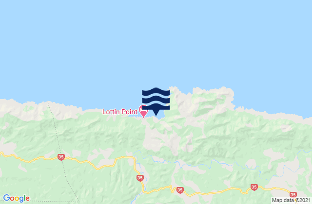 Mapa da tábua de marés em Lottin Point, New Zealand