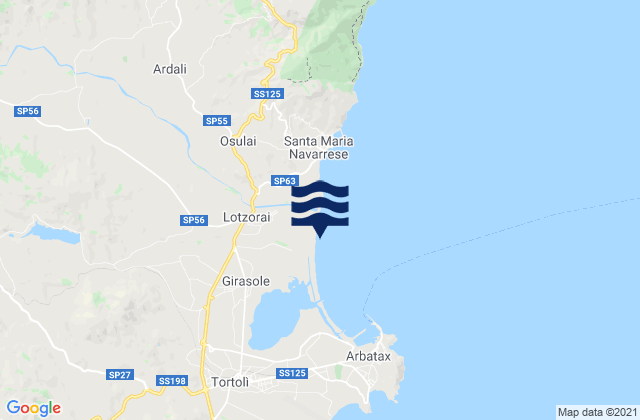 Mapa da tábua de marés em Lotzorai, Italy