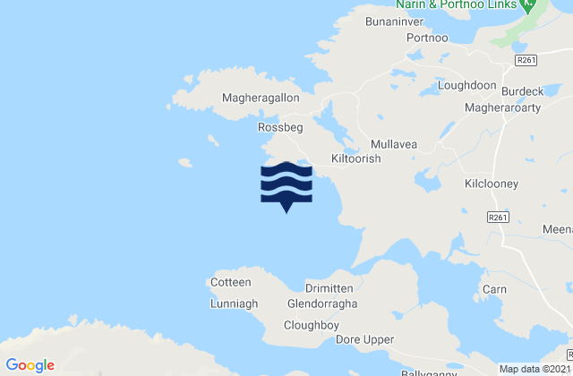 Mapa da tábua de marés em Loughros More Bay, Ireland